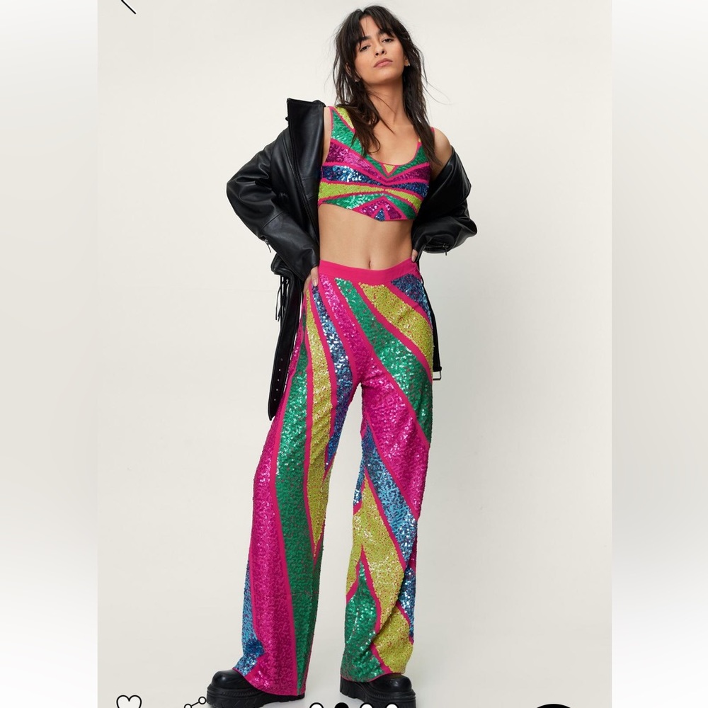 Nasty Gal Sequin Two Piece Set